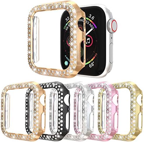 מארז מגן של Richone [5-Pack] תואם ל- Apple Watch Series 3 Series 2 Series 1 38 ממ כיסוי, שורה כפולה Bling Diamonds Crysond